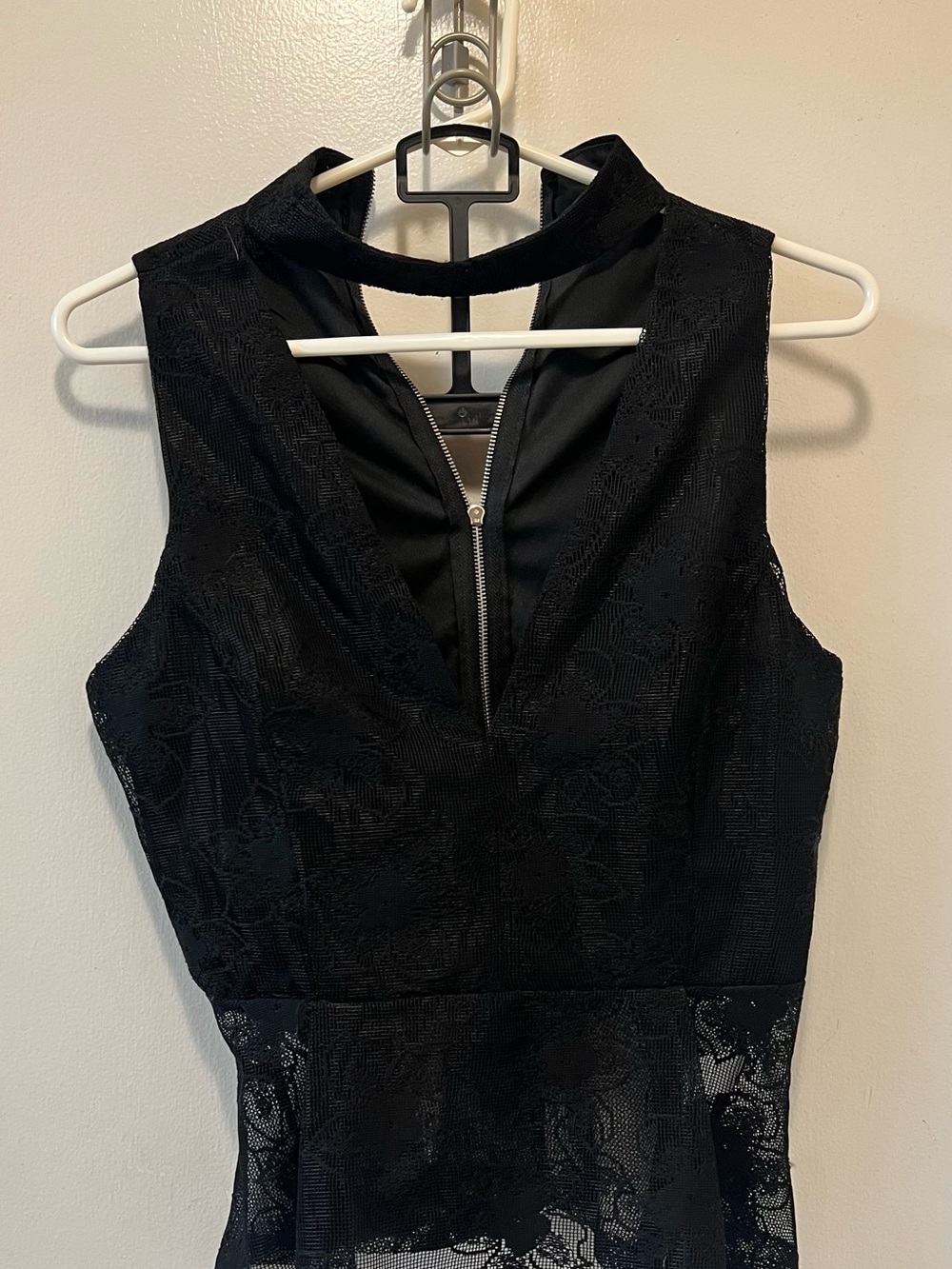 Charlotte Russe Black Lace V-Neck Dress with Choker